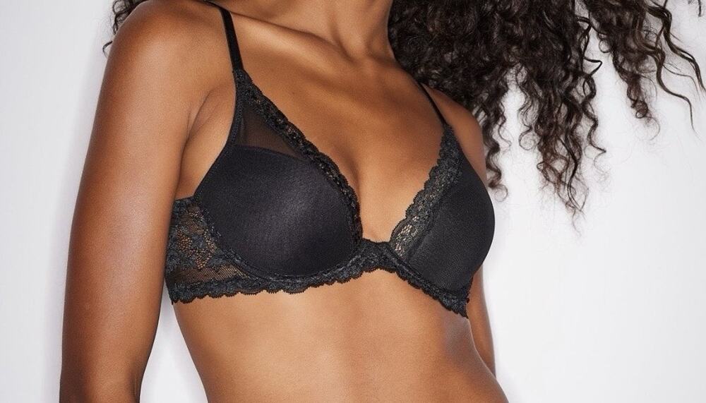 Natori Feathers Luxe Plunge T-shirt Bra, Black, 36DD